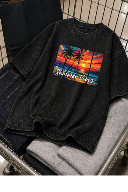 Acid Washed Oversize Unisex T-Shirt Washed Vintage Street Style Street Fashion Cotton Comfortable Fit Daily Wear T-Shirt