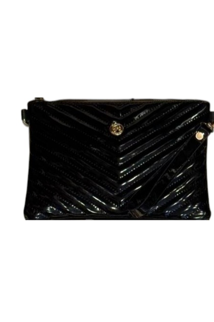 V Embroidered Quilted Patterned Women's Portfolio Hand and Shoulder Bag Clutch (Small Size)