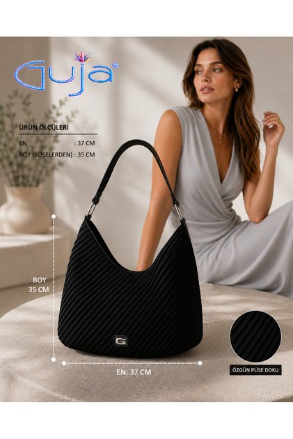 C3013 Pleated Alcantra Shoulder Bag