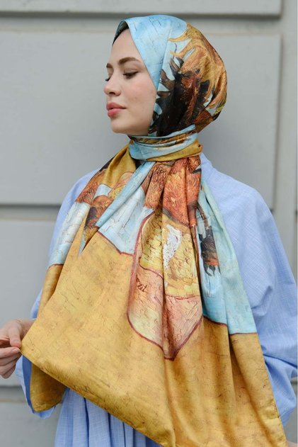 Sunflower Art Pattern Double Sided Twill Shawl