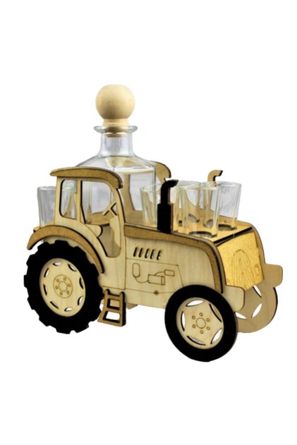 Set decantor 0,5l si 6 pahare 25ml, model tractor