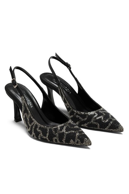 Women's High Heels Special Stone Embellished Open Back Pointed Toe Wedding Dress Shoes Evening Dress Shoes 7.5 cm