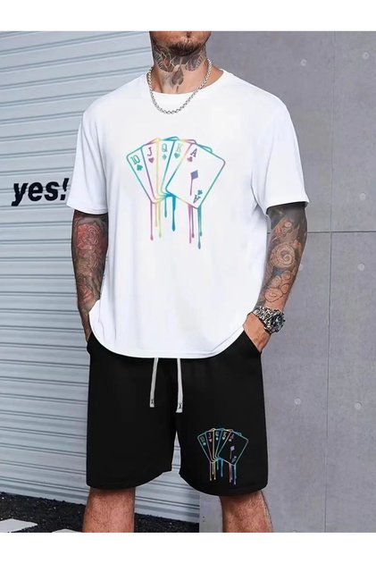Unisex Oversize Shorts Set Short Sleeve T-Shirt Comfortable Fit Summer Casual Sports
