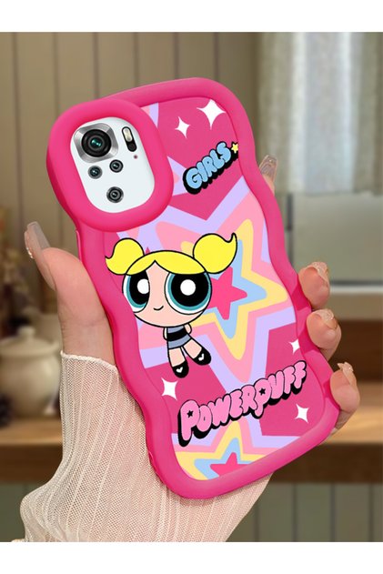 Redmi Note 10S Compatible Case Camera Protector Red Silicone Couple Phone Case Powerpuff Pattern