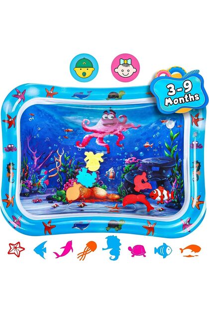 Jestilo Inflatable Tummy Time Water Mat Baby – Infant and Toddler Play Sensory Toys for Early Development Activities