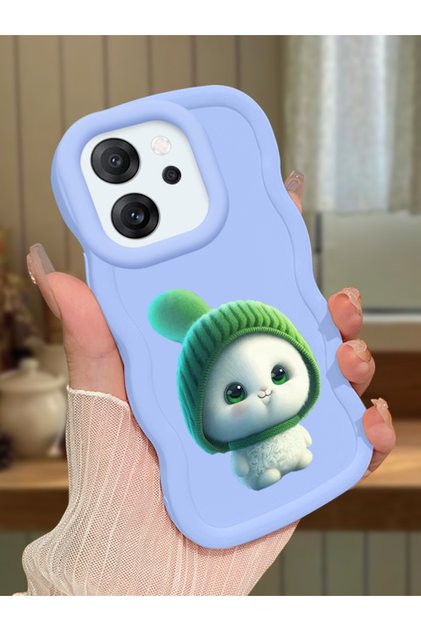 Oppo Reno 14F Compatible Case Camera Protector Blue Silicone Couple Phone Case Cute Pattern