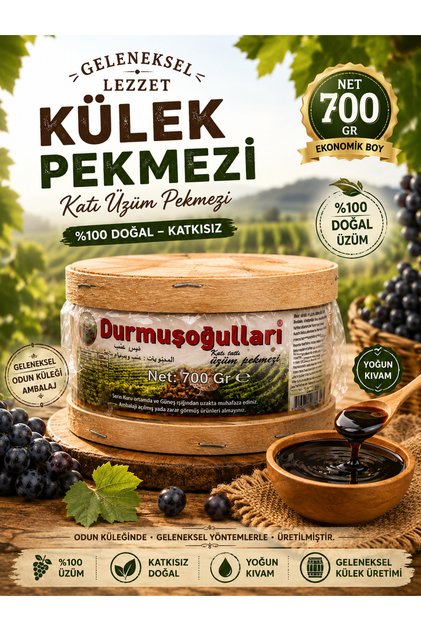 Durmuşoğulları Külek Pekmezi 700 Gr Katı Üzüm Pekmezi | Geleneksel Ahşap Külek Ambalaj