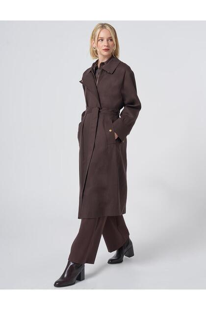 Belted Trench Coat Dark Brown