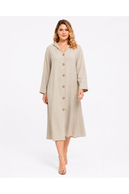 Women's Plus Size Stone Hooded Cap with Side Pockets 65N39525