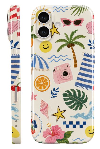 iPhone 16 Vacotion Protect Slim Glossy Full Cover Print Camera Protected Phone Case
