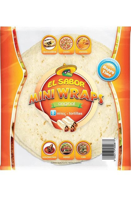 - 8 MINI WRAPS ORIGINAL13cm Made Exclusively with Sunflower Oil Perfect Size for Snacks, Appetizers & Super Soft, and Flexible, 8 Pieces