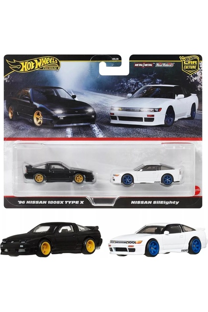 Set 2 masinute Premium, 1996 Nissan 180SX Type X & Nissan SilEighty, JBK96, 1:64, Negru, Alb