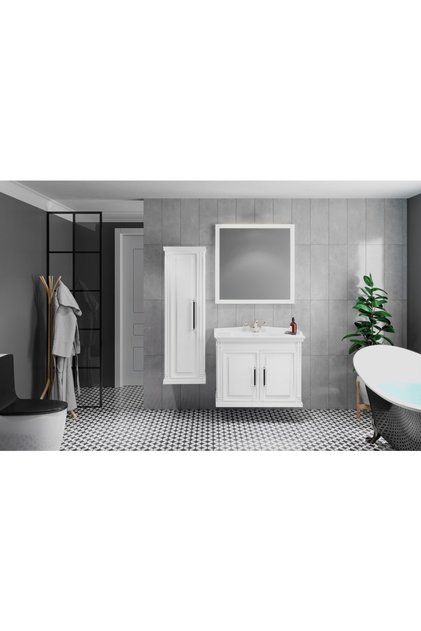 Albatros 80 cm Beyaz Kapaklı Banyo Dolabı