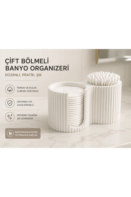 Bathroom Organizer Double Compartment Makeup Cotton and Cotton Swab Stand Cotton Holder