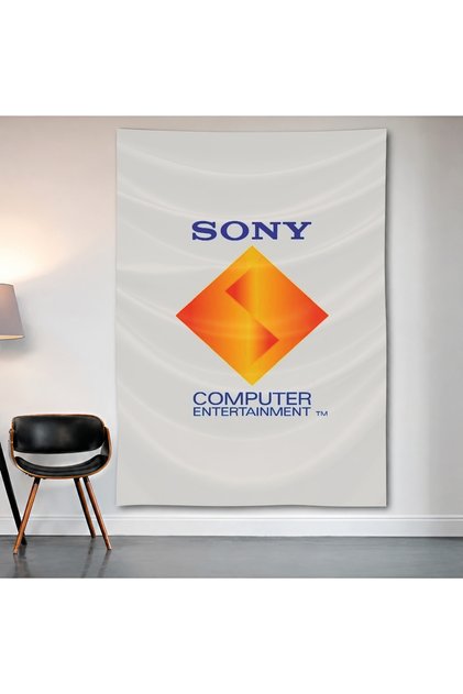 Sony Playstation Vintage Logo Wall Cloth Wall Tapestry First Quality Satin Fabric Poster