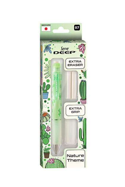 Deep Versatil Kalem 07mm - Doğa Serisi - Yedekli Set (Grip ve Silgi)