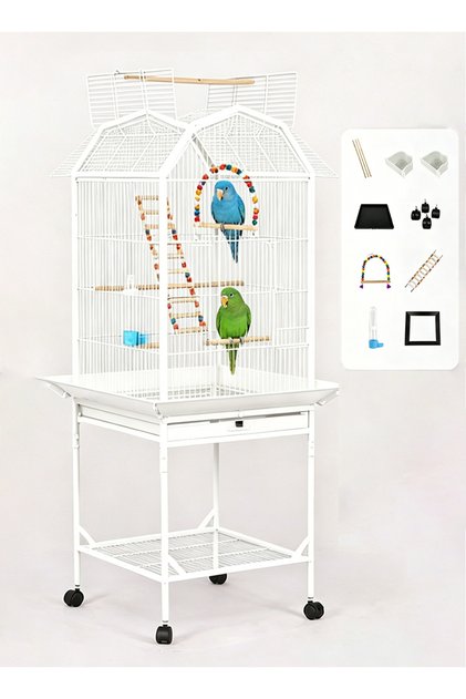 Open Top Standing Bird Cage with Wheels Parrot Cage