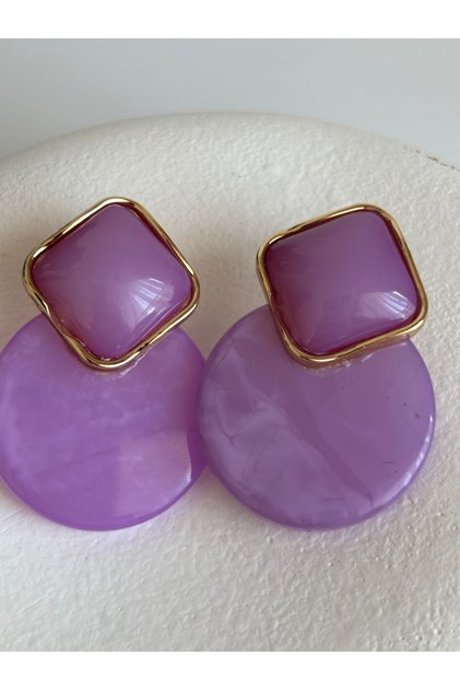 Purple Round Earrings (4.3 cm)