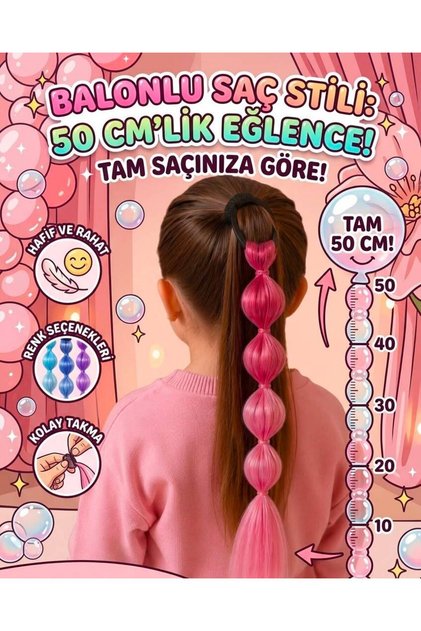 Balloon Pink Ombre Girls' Hair Clip – 50 cm (1 Piece)