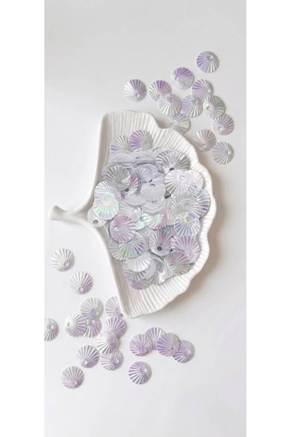 20 Grams 20 mm Antique Patterned (Holographic) Sequins 1St Quality Pearlescent Guipure Jewelry Fabric Bandana Mesh Beanie Bag Decoration Sequins Plastic Sequins Beads -Color: White -Pink