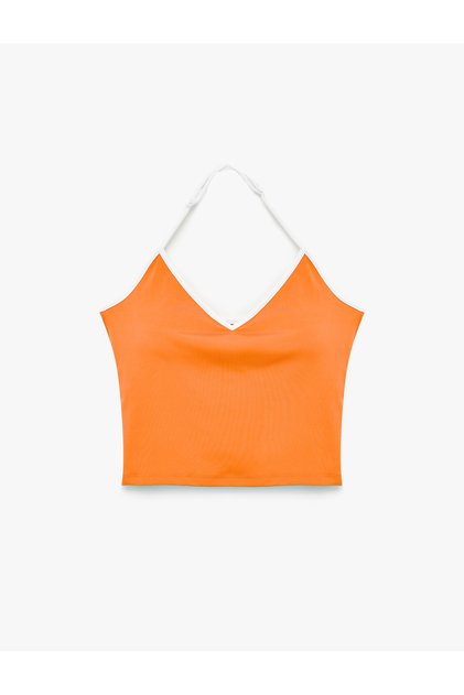 Tricou mulat cu bretele subțiri și cusături decorative
