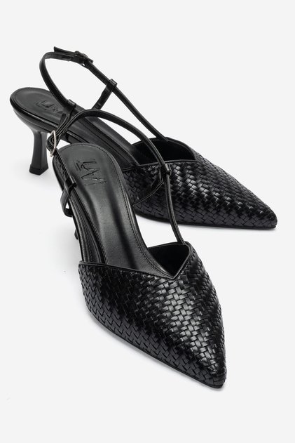 Mavero Black Knitted Women's Heeled Shoes