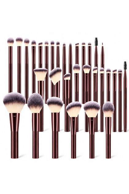 26Pcs Brown Makeup Brush Kit – Soft Dense Synthetic Bristles for Foundation, Blush, Eyeshadow, Concealer, Contour & Highlighter, Complete Face Set