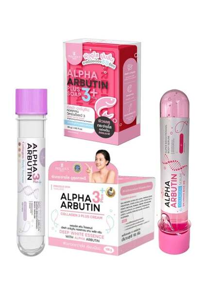 Alpha Arbutin 3 Plus Collagen Serum 45ml & Alpha Arbutin 3 Plus Collagen Serum 45ml & Alpha Arbutin 3 Plus Soap 80g & Alpha Arbutin Collagen 3 Plus Cream 100 g