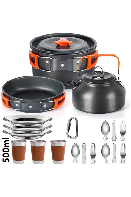 A Camping Cooking Set Camping Cookware Travel Tableware Outdoor Picnic Set Teapot For 2-3 People Non