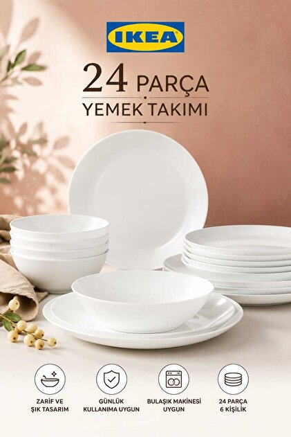 EK VadarX3M D-RGB ホワイト 5個セット IKEA Akdenizshop Vardera Beyaz Yemek Takımı 18 Parça - Fiyatı