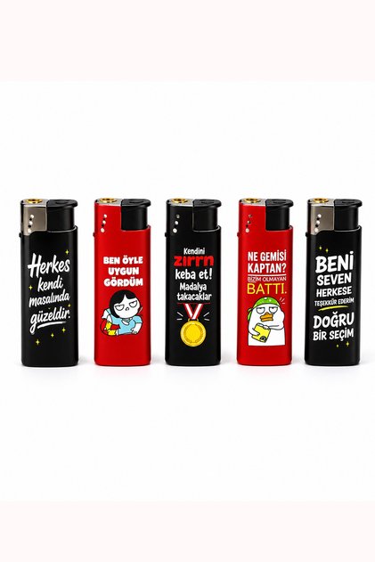 Komik Yazılı Gaz Dolumlu Elektronik Çakmak – Karışık Desenli Hediyelik Model