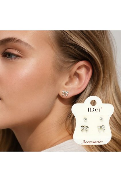 Set cercei stud femei din aliaj metalic cu email colorat, accesoriu fashion hipoalergenic pe carton suport pentru purtare zilnică