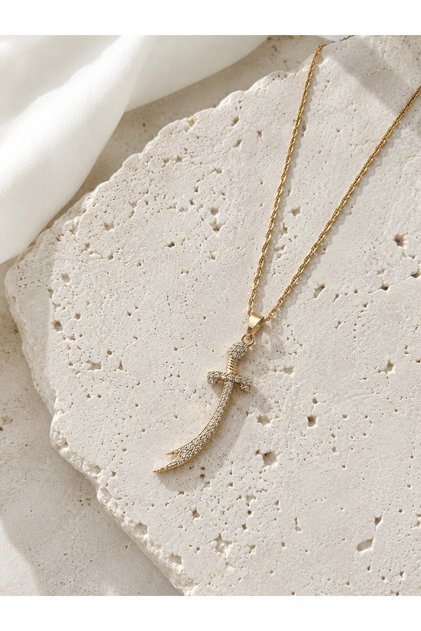 Zircon Stone Zulfiqar Sword Women's Necklace | Gold & Silver Color Options Available