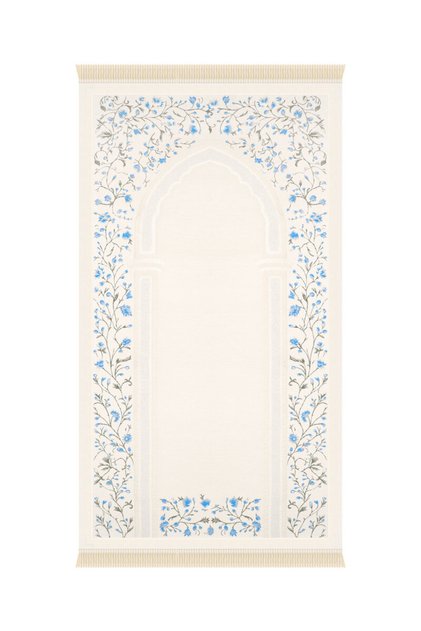 Blue Spring Branch Pattern Embossed Special Woven Prayer Rug