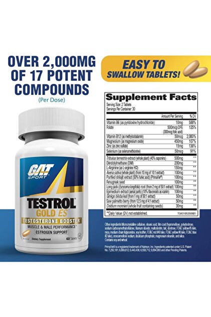 Testrol Gold Es Tribulus + Arginine + Selenium + Fenugreek + Saw Palmetto + Ginkgo Biloba - 60 Tablet