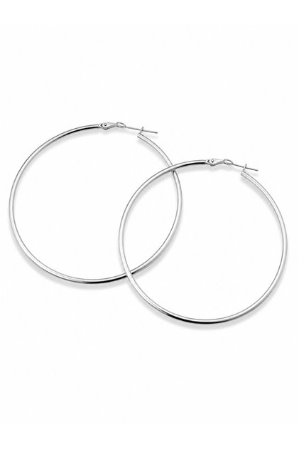 316L Steel Silver Color 66 mm Hoop Earrings