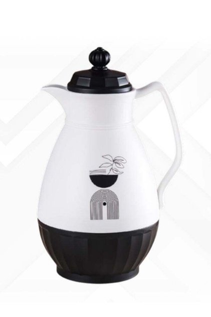 Plastic Tea/Coffee Flask 1 Liter White/Black