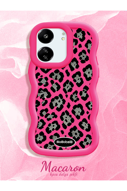 Redmi 13C 4G/5G Compatible Wavy Frame Leopard Print High Quality Silicone Phone Case