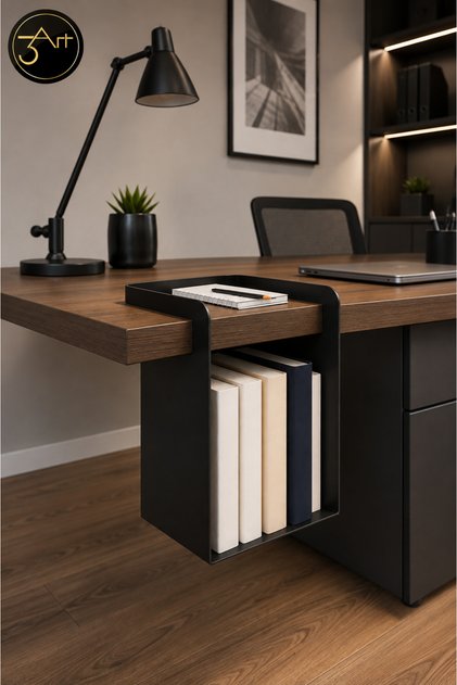 Table Edge Bookshelf - under Desk Book and File Organizer - Hanging Book Rack - Office and Study Desk Organizer