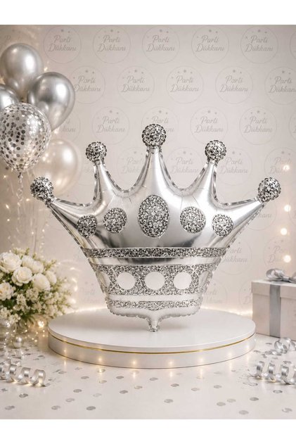 30 Inch Silver King Crown Foil Balloon Helium Compatible Large Size Crown Balloon Birthday Party Decoration