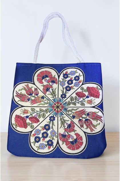 Traditional Ottoman Floral Patterned Tapestry Woven Handbag