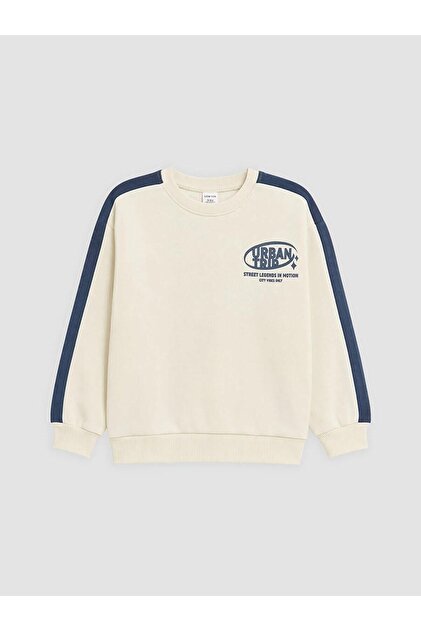 Crew Neck Printed Boys' Thick Sweatshirt (W6)