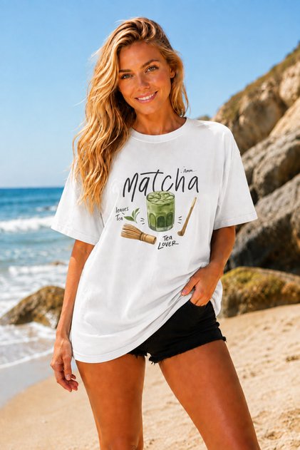 Premium Matcha Printed Unisex Oversize Women's T-Shirt Men's T-Shirt Cotton Oversize T-Shirt