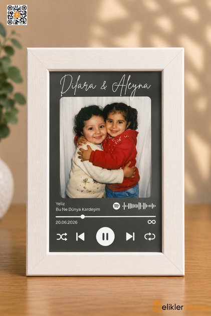 Kişiye Özel Spotify Çerçeve Fotoğraflı Sevgiliye Arkadaşa Doğum Günü Yıldönümü Hediyesi