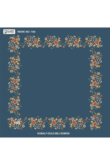 Bagged Flat Floral 90' Embroidered Yemeni Inner Tulle, 90X90 Cm, with Empty Center and Floral Edges