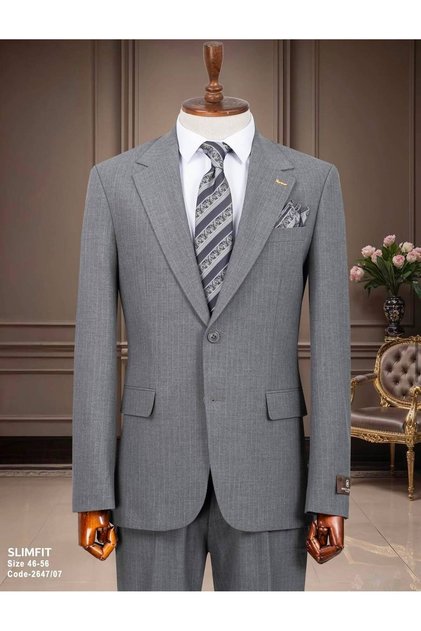 Slim Fit Striped Men's Suit – Stylish Classic Cut