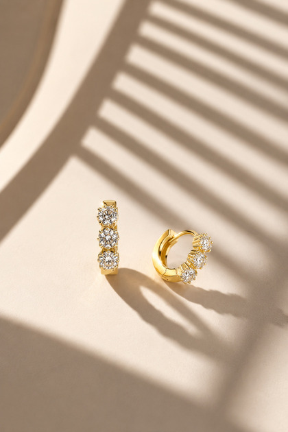 Minimal 10 mm Elmas Montür Zirkon Taşlı Halka Küpe
