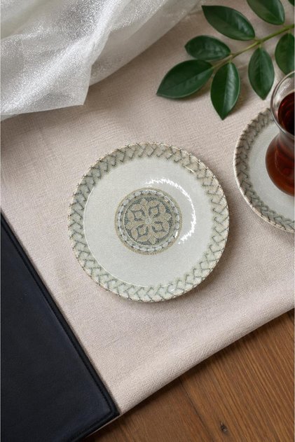 6 lı Porselen Çay Tabağı, Porselen Çay Tabak Etnik