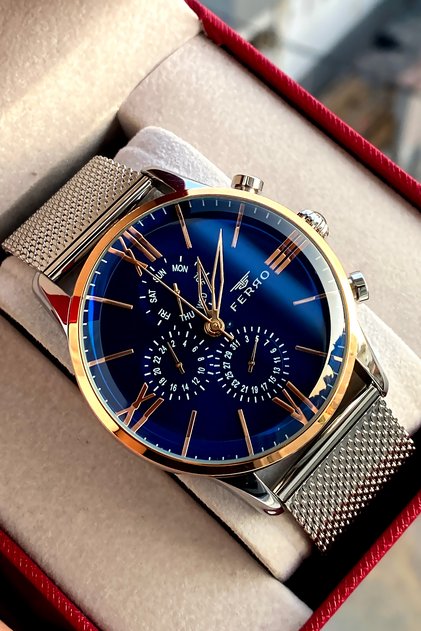 Men's wristwatch steel band 2 years warranty waterproof boxed