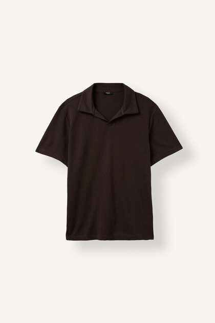 Regular Fit Buttonless Resort Collar Short Sleeve Polo T-Shirt I4027Ax26Au